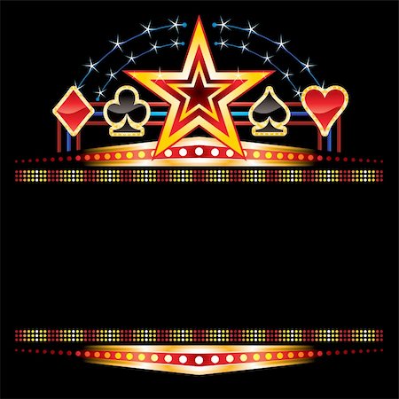 simsearch:400-04338378,k - Star and poker symbols over empty neon Foto de stock - Super Valor sin royalties y Suscripción, Código: 400-06094925