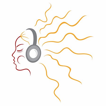 deejay (female) - Symbol of woman with headphones listening music Stock Photo - Budget Royalty-Free & Subscription, Code: 400-06094931