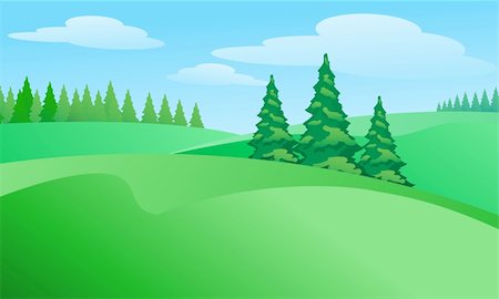 simsearch:400-06087517,k - Field landscape with trees. Illustration for design Stock Photo - Budget Royalty-Free & Subscription, Code: 400-06094961