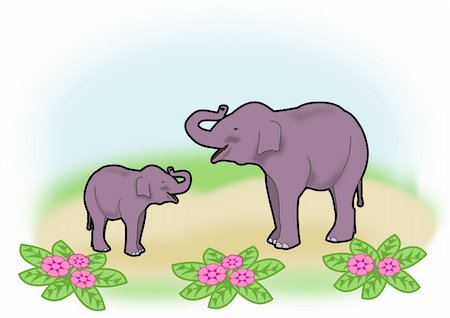 simsearch:673-02140712,k - An elephant mother and a young     elephant who seems to have fun. Stock Photo - Budget Royalty-Free & Subscription, Code: 400-06095371