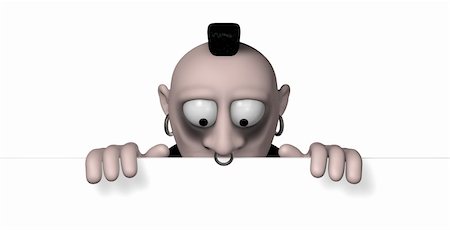 scary cartoon zombie picture - gothic cartoon figure and blank white board - 3d illustration Stock Photo - Budget Royalty-Free & Subscription, Code: 400-06095468