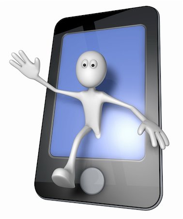 simsearch:400-08404609,k - white guy and smartphone - 3d illustration Stock Photo - Budget Royalty-Free & Subscription, Code: 400-06095474