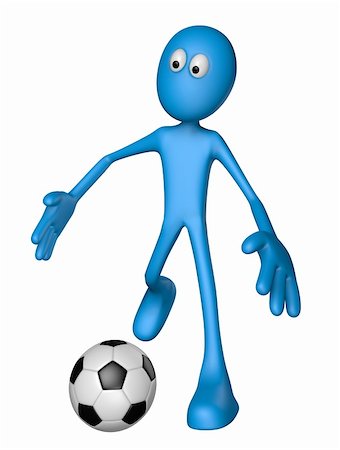 blue guy with soccer ball - 3d illustration Stock Photo - Budget Royalty-Free & Subscription, Code: 400-06095475