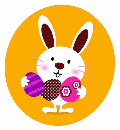 easter rabbit vector - Little cute easter Bunny with eggs. Vector cartoon. Stock Photo - Budget Royalty-Free & Subscription, Code: 400-06095516
