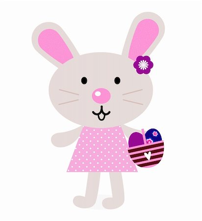 Cute retro easter bunny. Vector Illustration Stock Photo - Budget Royalty-Free & Subscription, Code: 400-06095517