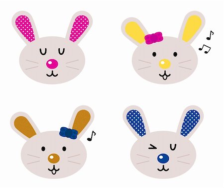 Cute simple eastern bunny characters. Vector cartoon Illustration Photographie de stock - Aubaine LD & Abonnement, Code: 400-06095519