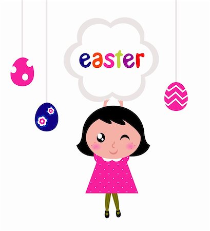 simsearch:400-04871184,k - Girl with easter banner and eggs. Vector cartoon Illustration. Photographie de stock - Aubaine LD & Abonnement, Code: 400-06095530