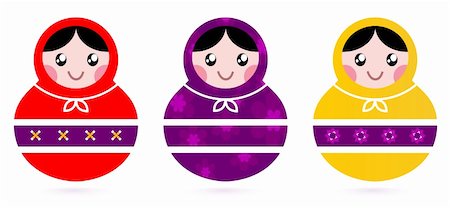 simsearch:400-04986497,k - Cute colorful Russian Dolls. Vector Illustration Foto de stock - Royalty-Free Super Valor e Assinatura, Número: 400-06095561