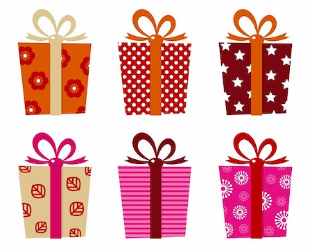 Set of patterned gift boxes for birthday / xmas. Vector Illustration Stock Photo - Budget Royalty-Free & Subscription, Code: 400-06095570