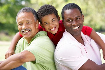 Grandfather With Son And Grandson In Park Stock Photo - Budget Royalty-Free & Subscription, Code: 400-06095688