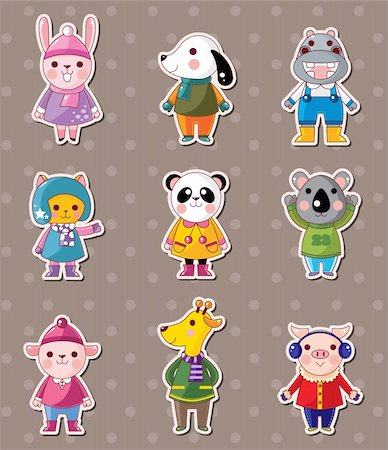doodle hippopotamus - winter animal stickers Stock Photo - Budget Royalty-Free & Subscription, Code: 400-06095750