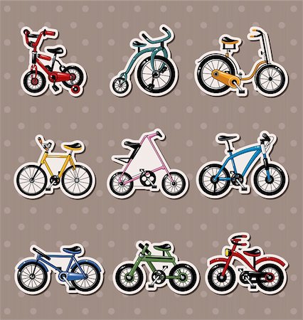cartoon Bicycle stickers Stock Photo - Budget Royalty-Free & Subscription, Code: 400-06095764