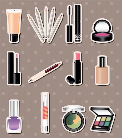 cartoon makeup stickers Photographie de stock - Aubaine LD & Abonnement, Code: 400-06095771