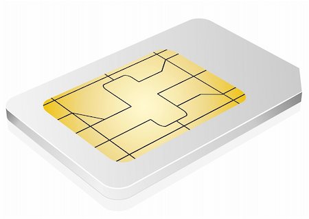 smart card - 3d illustration of a white sim card symbol for communication and technology Stock Photo - Budget Royalty-Free & Subscription, Code: 400-06095816