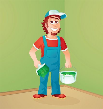 the house painter, character design and vector illustration Stock Photo - Budget Royalty-Free & Subscription, Code: 400-06096016