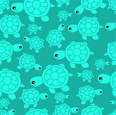 Funny sea seamless pattern vector illustration with turtles Stock Photo - Budget Royalty-Free & Subscription, Code: 400-06096188