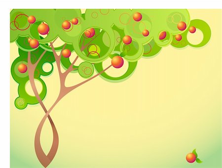 fruits tree cartoon images - Abstract summer tree with fruits Stock Photo - Budget Royalty-Free & Subscription, Code: 400-06096190