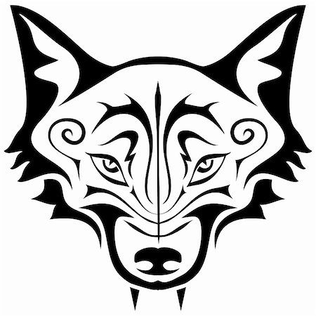 pzromashka (artist) - Black gothic tattoo. The head of a wolf on a white background Stock Photo - Budget Royalty-Free & Subscription, Code: 400-06096331