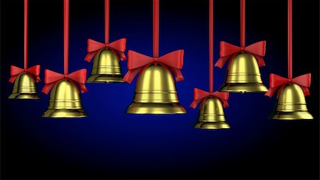 simsearch:400-06391837,k - A lot of Christmas bells with red ribbons on a blue gradient background Stock Photo - Budget Royalty-Free & Subscription, Code: 400-06096358