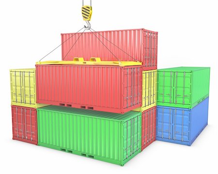simsearch:400-05320164,k - Group of freight containers, isolated on white background Foto de stock - Super Valor sin royalties y Suscripción, Código: 400-06096369