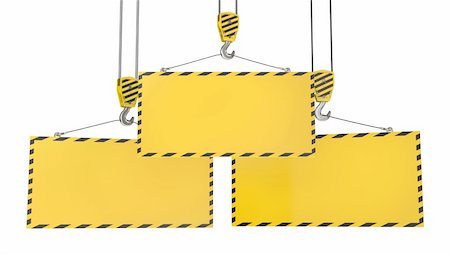 simsearch:400-04392741,k - Three crane hooks with blank yellow plates, isolated on white background Foto de stock - Super Valor sin royalties y Suscripción, Código: 400-06096375