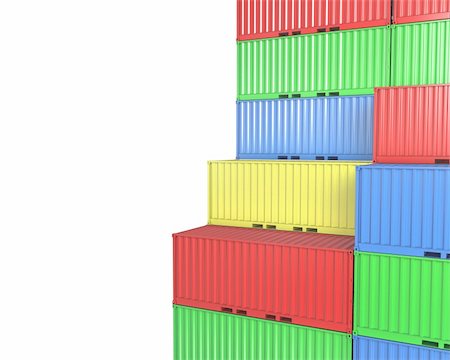 simsearch:400-05320164,k - Group of freight containers, with blanks space, isolated on white background Foto de stock - Super Valor sin royalties y Suscripción, Código: 400-06096370