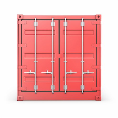 simsearch:400-05320164,k - Single red container, front view, isolated on white background Foto de stock - Super Valor sin royalties y Suscripción, Código: 400-06096372