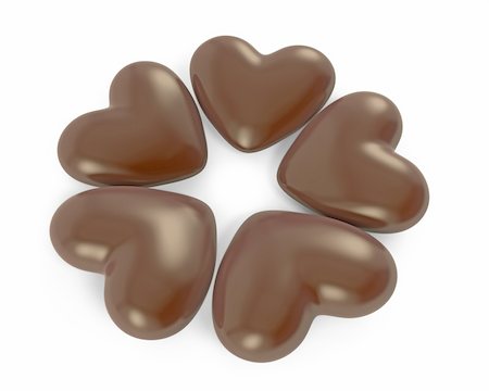 passionate fat pic - Five heart shaped chocolate candies, isolated on white background Stock Photo - Budget Royalty-Free & Subscription, Code: 400-06096431