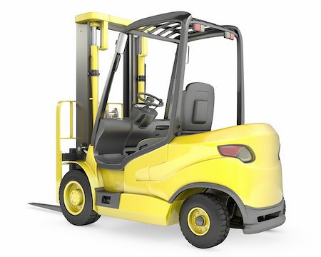 simsearch:400-04167254,k - Yellow fork lift truck, rear view, isolated on white background Stock Photo - Budget Royalty-Free & Subscription, Code: 400-06096455