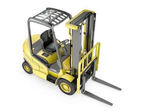 Yellow fork lift truck, top view, isolated on white background Stock Photo - Budget Royalty-Free & Subscription, Code: 400-06096457