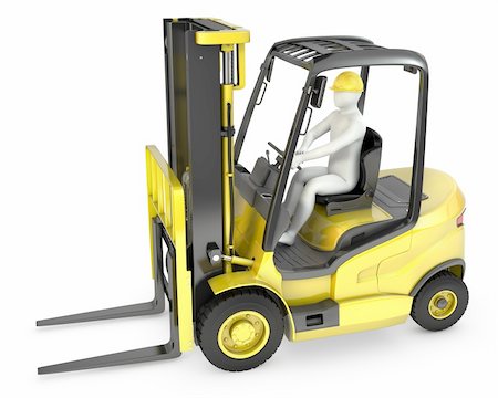 simsearch:400-08260997,k - Abstract white man in a fork lift truck, isolated on white background Fotografie stock - Microstock e Abbonamento, Codice: 400-06096462