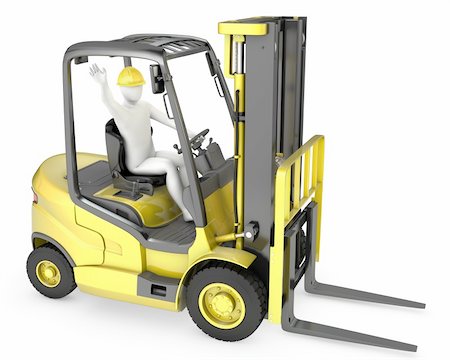 simsearch:400-06105355,k - Abstract white man in a fork lift truck, isolated on white background Foto de stock - Super Valor sin royalties y Suscripción, Código: 400-06096463
