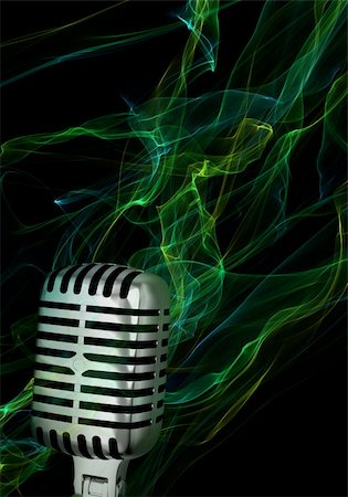 simsearch:400-05672202,k - Silver vintage microphone on abstract background Stock Photo - Budget Royalty-Free & Subscription, Code: 400-06096492