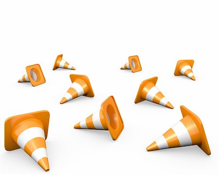 simsearch:400-08093747,k - Large group of traffic cones, isolated on white Stockbilder - Microstock & Abonnement, Bildnummer: 400-06096570