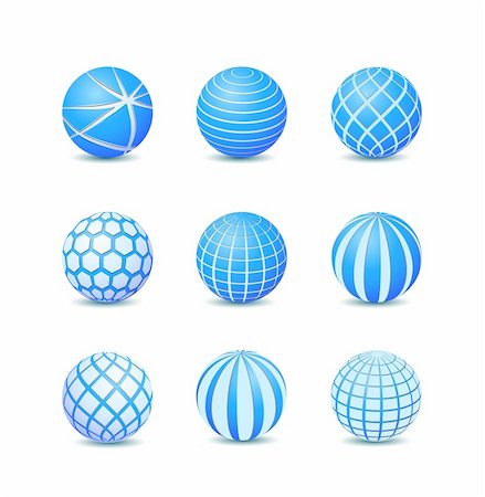 Set of Blue Abstract Round Stripe Ball Icons. Vector Illustration Stock Photo - Budget Royalty-Free & Subscription, Code: 400-06096640