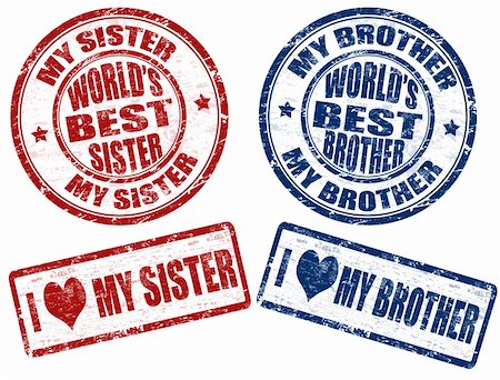 simsearch:400-04822310,k - Set of grunge rubber stamps with text world's best sister and brother inside,vector illustration Stock Photo - Budget Royalty-Free & Subscription, Code: 400-06096697