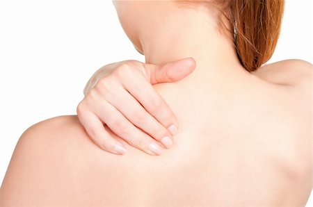 simsearch:400-08318516,k - Young woman with pain in the back of her neck Stockbilder - Microstock & Abonnement, Bildnummer: 400-06096991