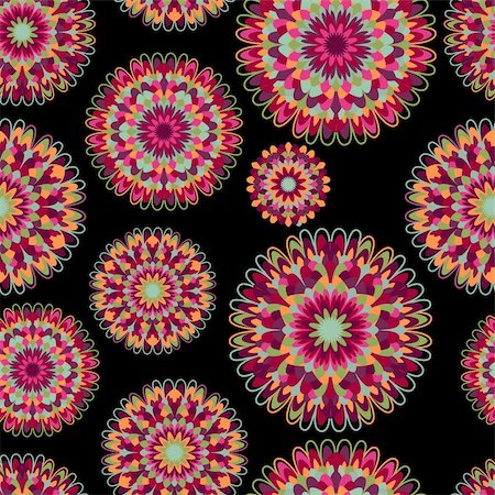 fabric modern colors - Seamless Pattern with Bright Pink Round Ornaments on Black Background Stock Photo - Budget Royalty-Free & Subscription, Code: 400-06097019