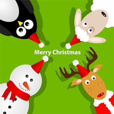 simsearch:400-04771465,k - Greeting card with penguin, deer, ship and snowman Stock Photo - Budget Royalty-Free & Subscription, Code: 400-06097041