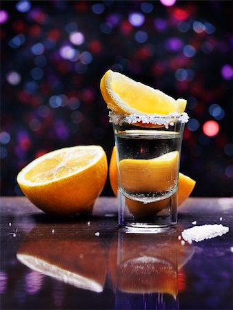 simsearch:400-04793310,k - Tequila shot with lemon slice and salt Stock Photo - Budget Royalty-Free & Subscription, Code: 400-06097115