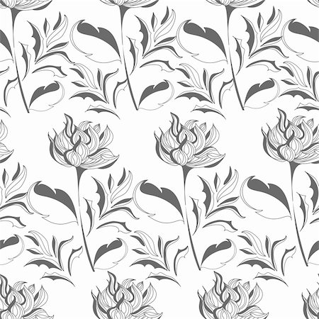 simsearch:400-06553658,k - Monochrome seamless wallpaper with flowers Stock Photo - Budget Royalty-Free & Subscription, Code: 400-06097184