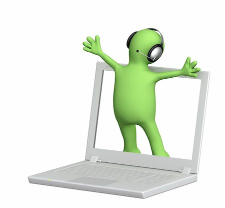 simsearch:400-04352175,k - Puppet with laptop. Isolated over white Stock Photo - Budget Royalty-Free & Subscription, Code: 400-06097295