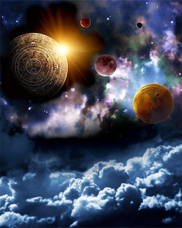 Maya prophecy. Vertical background with space scene Stock Photo - Budget Royalty-Free & Subscription, Code: 400-06097299