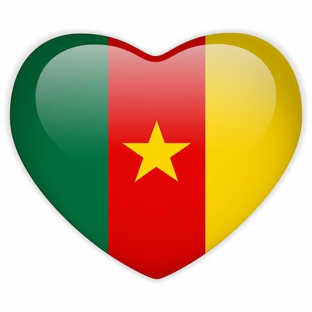 simsearch:400-06365583,k - Vector - Cameroon Flag Heart Glossy Button Stock Photo - Budget Royalty-Free & Subscription, Code: 400-06097363