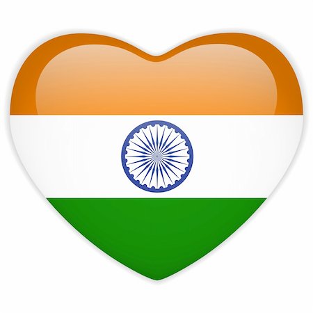 simsearch:400-09094879,k - Vector - India Flag Heart Glossy Button Photographie de stock - Aubaine LD & Abonnement, Code: 400-06097377