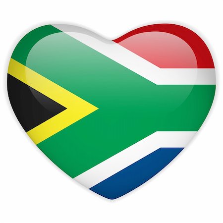 simsearch:400-06365583,k - Vector - South Africa Flag Heart Glossy Button Stock Photo - Budget Royalty-Free & Subscription, Code: 400-06097388