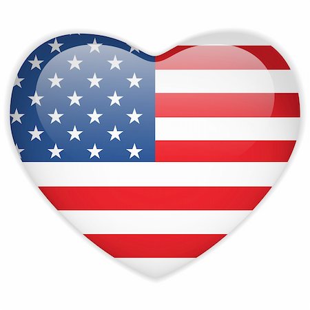 simsearch:400-09094879,k - Vector - United States Flag Heart Glossy Button Photographie de stock - Aubaine LD & Abonnement, Code: 400-06097396