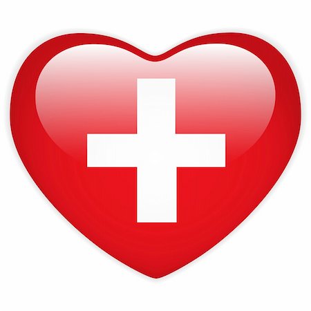 simsearch:400-09094879,k - Vector - Switzerland Flag Heart Glossy Button Photographie de stock - Aubaine LD & Abonnement, Code: 400-06097391