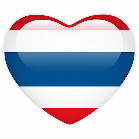 simsearch:400-09094879,k - Vector - Thailand Flag Heart Glossy Button Photographie de stock - Aubaine LD & Abonnement, Code: 400-06097393