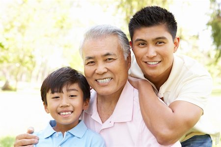 filipino family portrait - Grandfather With Son And Grandson In Park Stock Photo - Budget Royalty-Free & Subscription, Code: 400-06097539